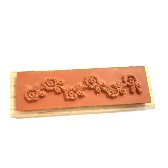 Stampin Up Vintage 1998 Roses Flower Floral Border Rubber Stamp - Picture 2 of 2